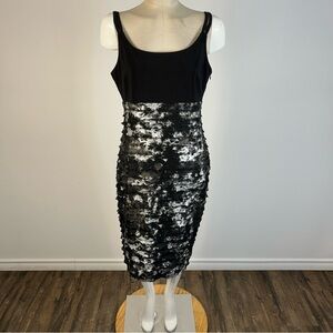 Joseph Ribkoff Textured Black and White Sleeveless Maxi Dress 10